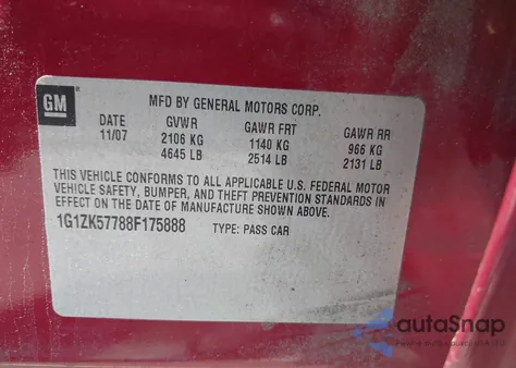 2008 Chevrolet Malibu Ltz from USA, damaged, VIN 1G1ZK57788F175888